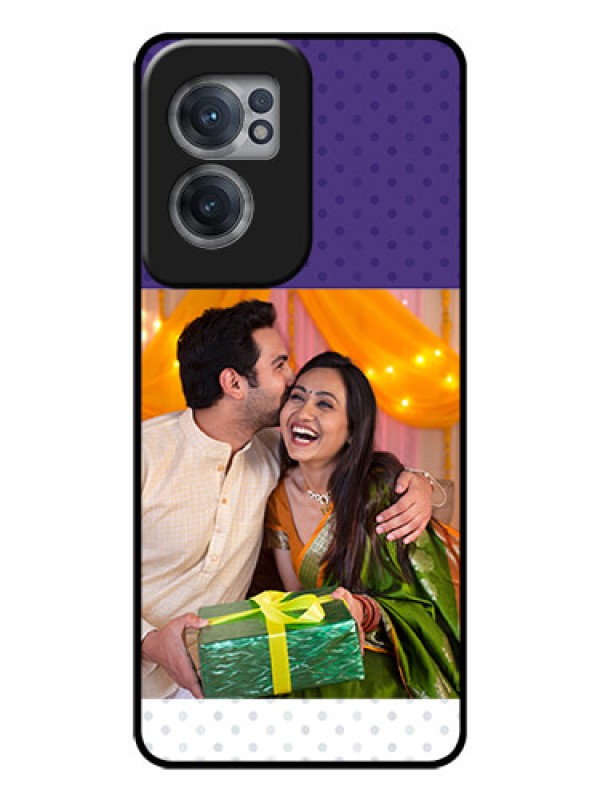 Custom OnePlus Nord CE 2 5G Personalized Glass Phone Case - Violet Pattern Design