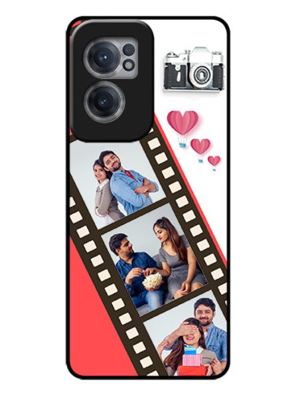 Custom OnePlus Nord CE 2 5G Personalized Glass Phone Case - 3 Image Holder with Film Reel