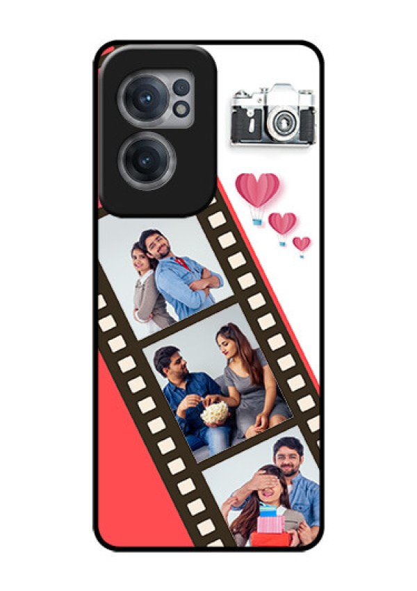 OnePlus Nord CE 2 5G Personalized Glass Phone Case - 3 Image Holder with Film Reel