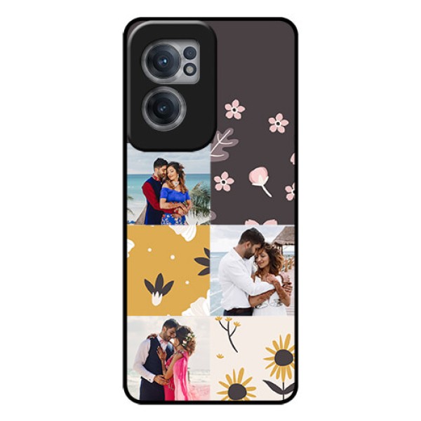 OnePlus Nord CE 2 5G Photo Printing on Glass Case - 3 Images with Floral Design OnePlus Nord CE 2 5G Photo Printing on Glass Case - 3 Images with Floral Design
