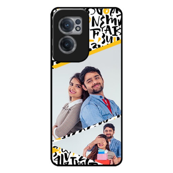OnePlus Nord CE 2 5G Custom Glass Mobile Case - Letters Pattern Design