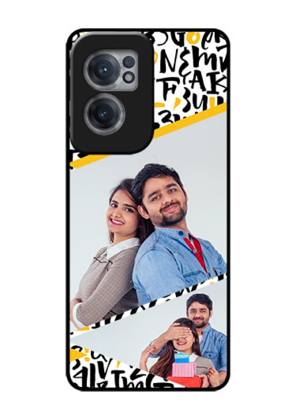 OnePlus Nord CE 2 5G Custom Glass Mobile Case - Letters Pattern Design