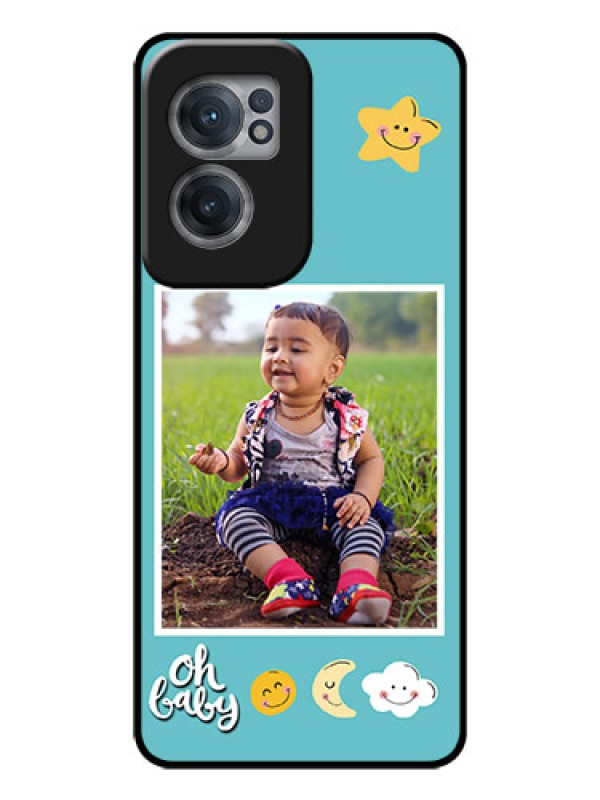 Custom OnePlus Nord CE 2 5G Personalized Glass Phone Case - Smiley Kids Stars Design