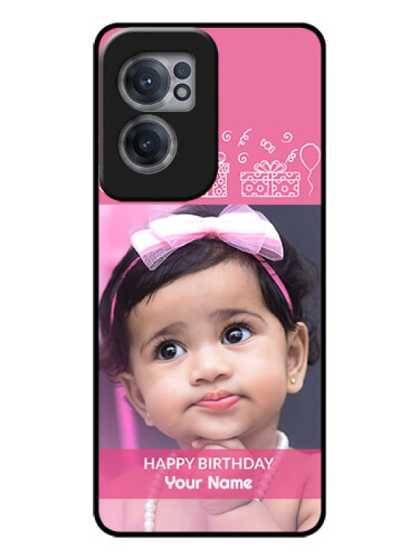 Custom OnePlus Nord CE 2 5G Photo Printing on Glass Case - with Birthday Line Art Design