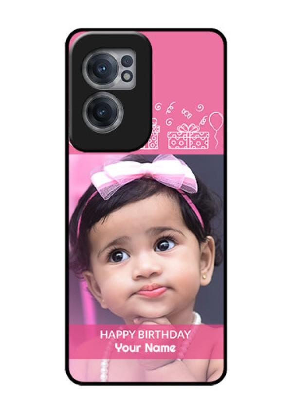 OnePlus Nord CE 2 5G Photo Printing on Glass Case - with Birthday Line Art Design