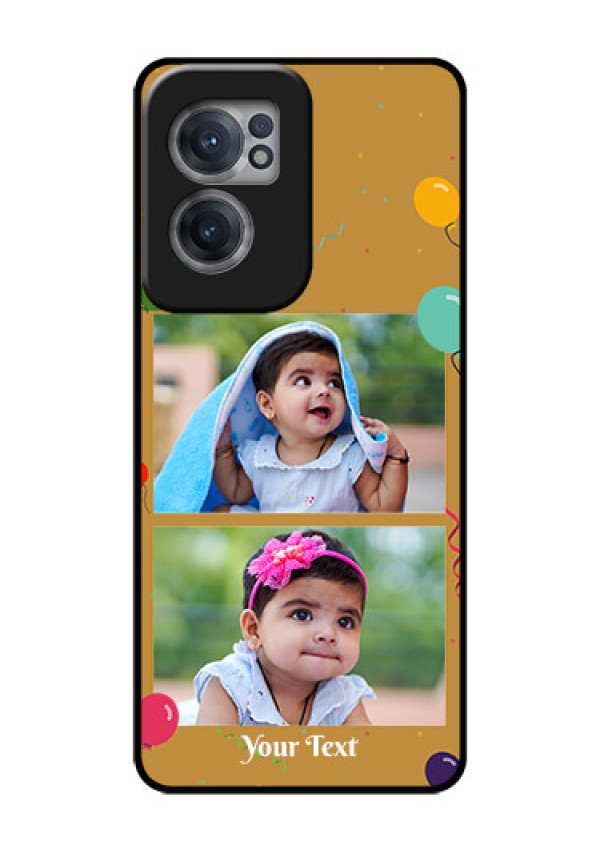 OnePlus Nord CE 2 5G Personalized Glass Phone Case - Image Holder with Birthday Celebrations Design