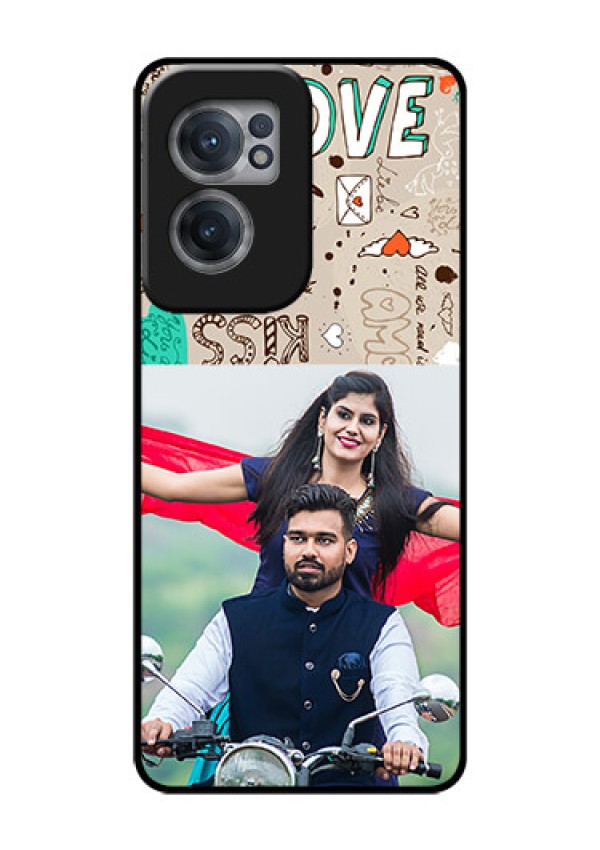 OnePlus Nord CE 2 5G Custom Glass Phone Case - Love Doodle Pattern