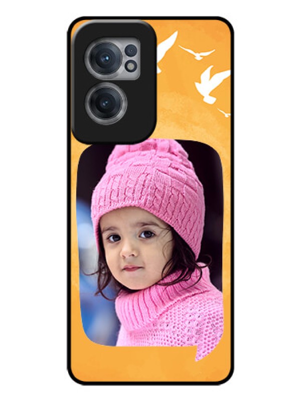 Custom OnePlus Nord CE 2 5G Personalized Glass Phone Case - Water Color Design with Bird Icons