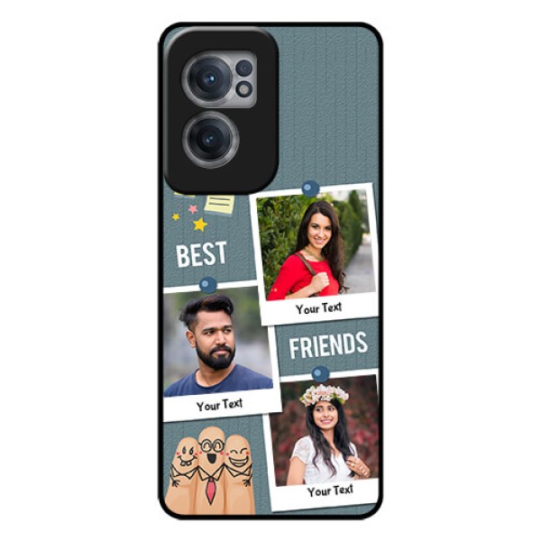OnePlus Nord CE 2 5G Personalized Glass Phone Case - Sticky Frames and Friendship Design OnePlus Nord CE 2 5G Personalized Glass Phone Case - Sticky Frames and Friendship Design