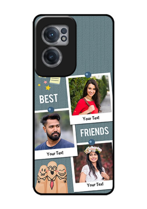 OnePlus Nord CE 2 5G Personalized Glass Phone Case - Sticky Frames and Friendship Design