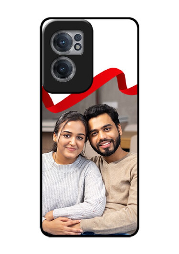OnePlus Nord CE 2 5G Photo Printing on Glass Case - Red Ribbon Frame Design