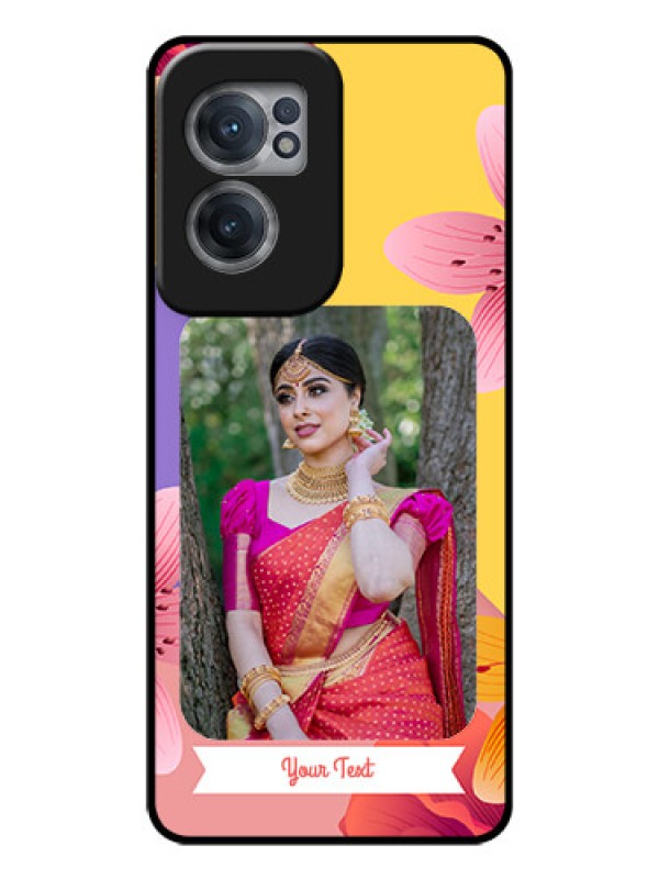 Custom OnePlus Nord CE 2 5G Custom Glass Mobile Case - 3 Image With Vintage Floral Design