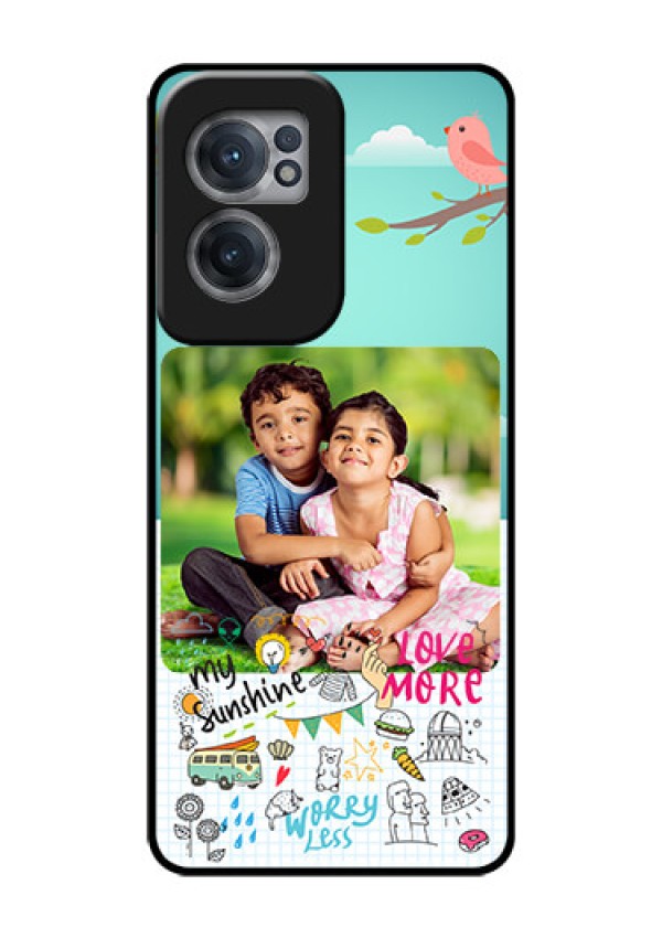 OnePlus Nord CE 2 5G Photo Printing on Glass Case - Doodle love Design