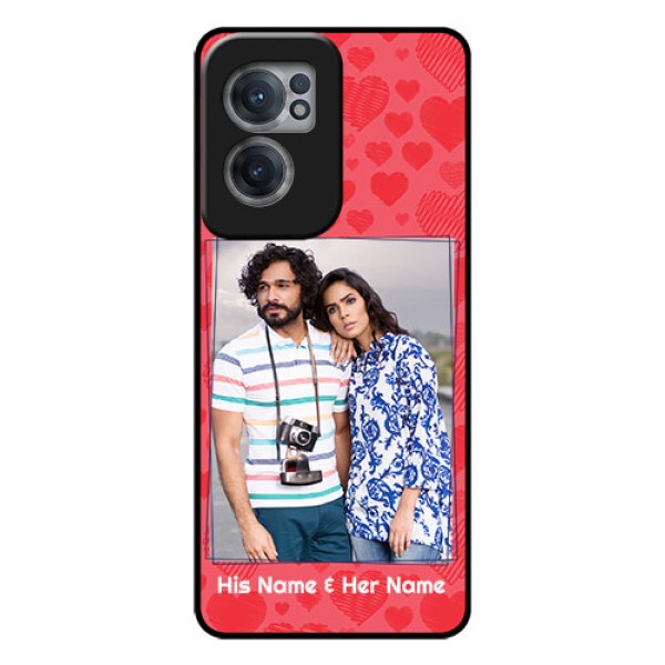 OnePlus Nord CE 2 5G Photo Printing on Glass Case - with Red Heart Symbols Design OnePlus Nord CE 2 5G Photo Printing on Glass Case - with Red Heart Symbols Design
