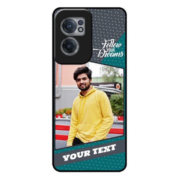 OnePlus Nord CE 2 5G Personalized Glass Phone Case - Background Pattern Design with Quote