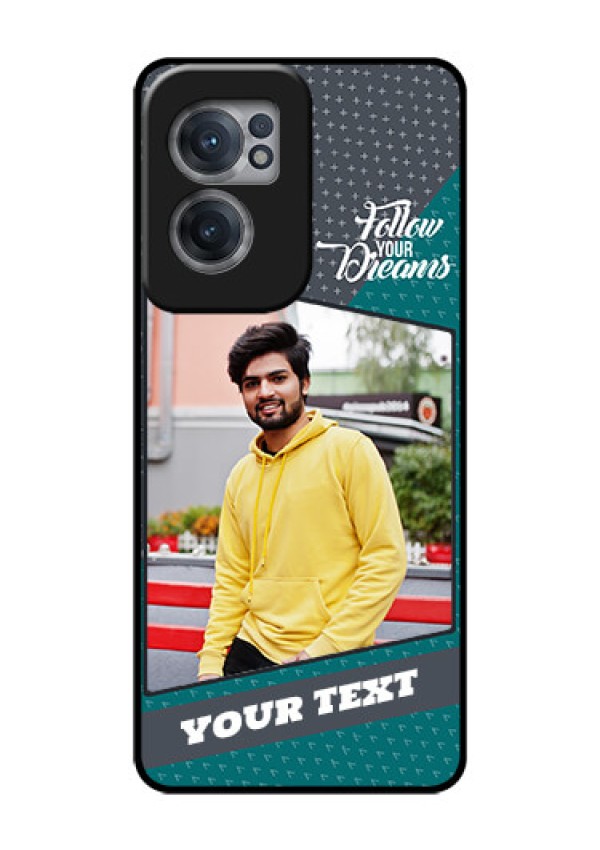 OnePlus Nord CE 2 5G Personalized Glass Phone Case - Background Pattern Design with Quote