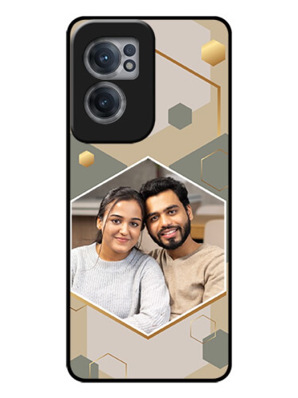 Custom OnePlus Nord CE 2 5G Photo Printing on Glass Case - Stylish Hexagon Pattern Design