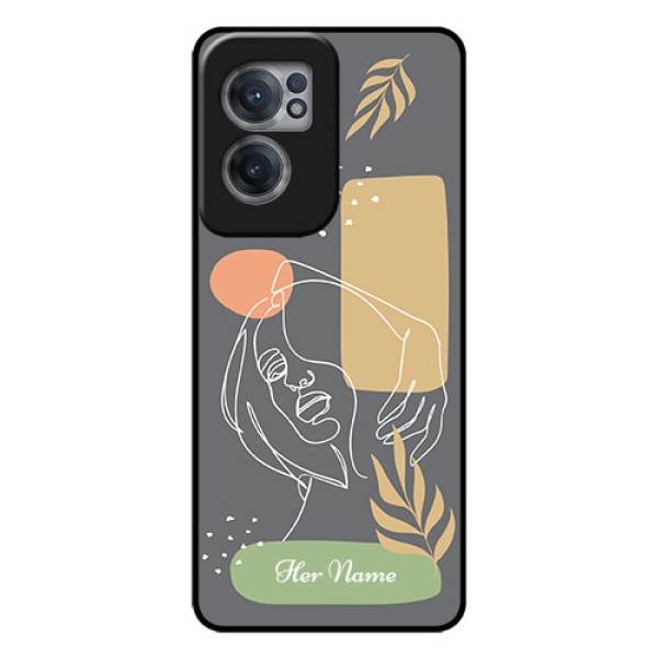 OnePlus Nord CE 2 5G Custom Glass Phone Case - Gazing Woman line art Design OnePlus Nord CE 2 5G Custom Glass Phone Case - Gazing Woman line art Design