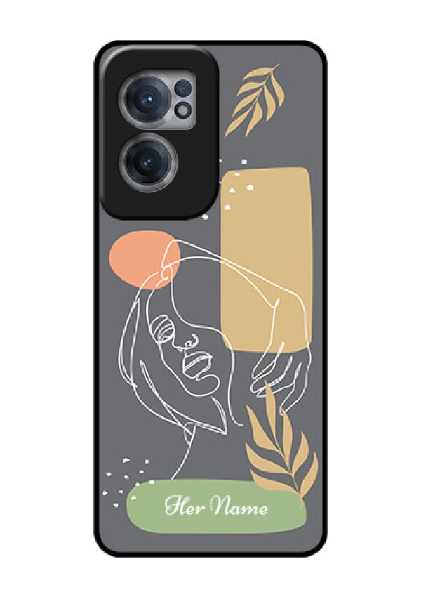 OnePlus Nord CE 2 5G Custom Glass Phone Case - Gazing Woman line art Design