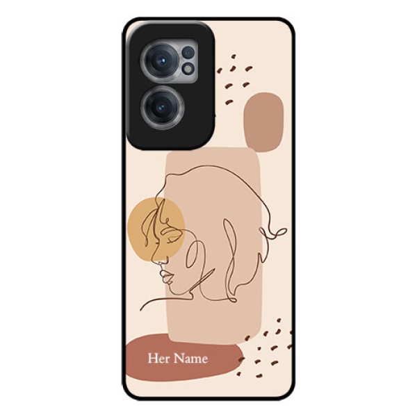 OnePlus Nord CE 2 5G Photo Printing on Glass Case - Calm Woman line art Design OnePlus Nord CE 2 5G Photo Printing on Glass Case - Calm Woman line art Design