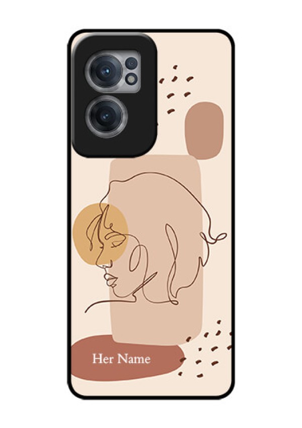 OnePlus Nord CE 2 5G Photo Printing on Glass Case - Calm Woman line art Design
