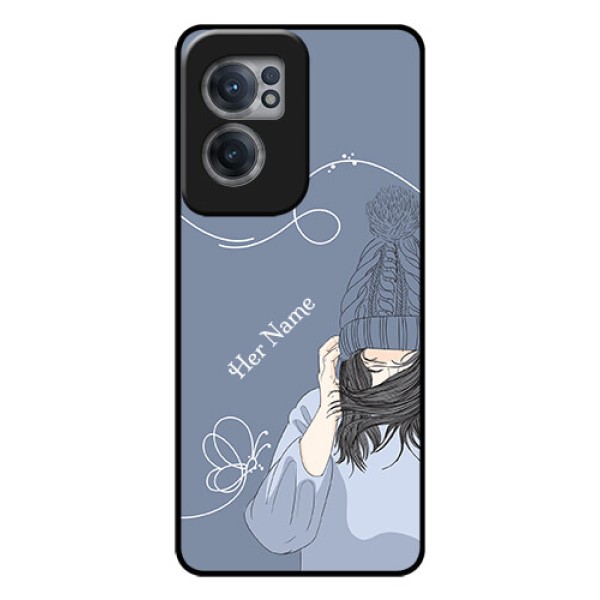 OnePlus Nord CE 2 5G Custom Glass Mobile Case - Girl in winter outfit Design OnePlus Nord CE 2 5G Custom Glass Mobile Case - Girl in winter outfit Design