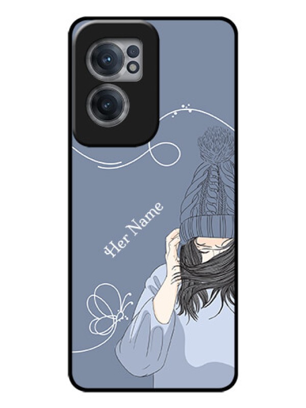 Custom OnePlus Nord CE 2 5G Custom Glass Mobile Case - Girl in winter outfit Design