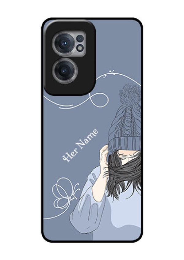 OnePlus Nord CE 2 5G Custom Glass Mobile Case - Girl in winter outfit Design