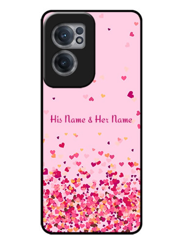 Custom OnePlus Nord CE 2 5G Photo Printing on Glass Case - Floating Hearts Design
