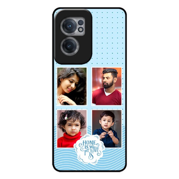 OnePlus Nord CE 2 5G Custom Glass Phone Case - Cute love quote with 4 pic upload Design