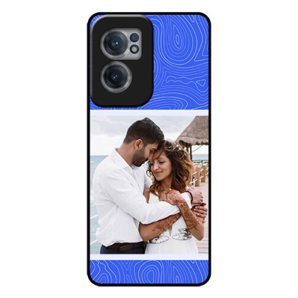 OnePlus Nord CE 2 5G Custom Glass Mobile Case - Curved line art with blue and white Design