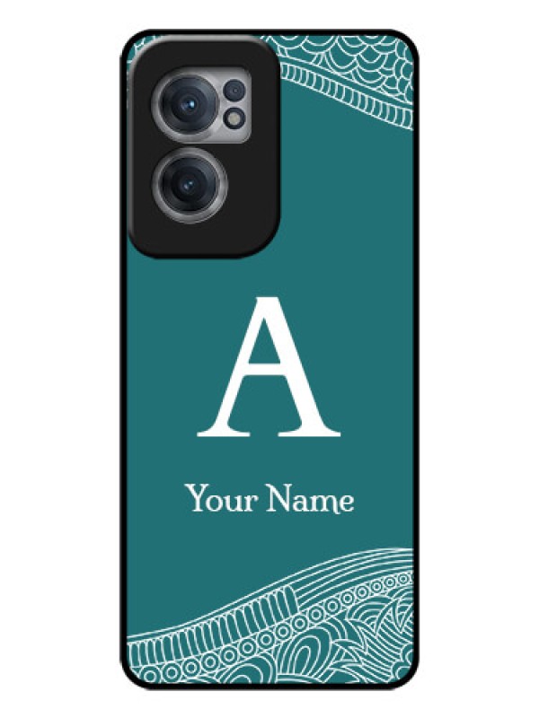 Custom OnePlus Nord CE 2 5G Personalized Glass Phone Case - line art pattern with custom name Design