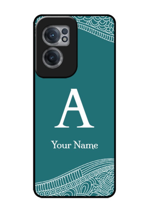 OnePlus Nord CE 2 5G Personalized Glass Phone Case - line art pattern with custom name Design
