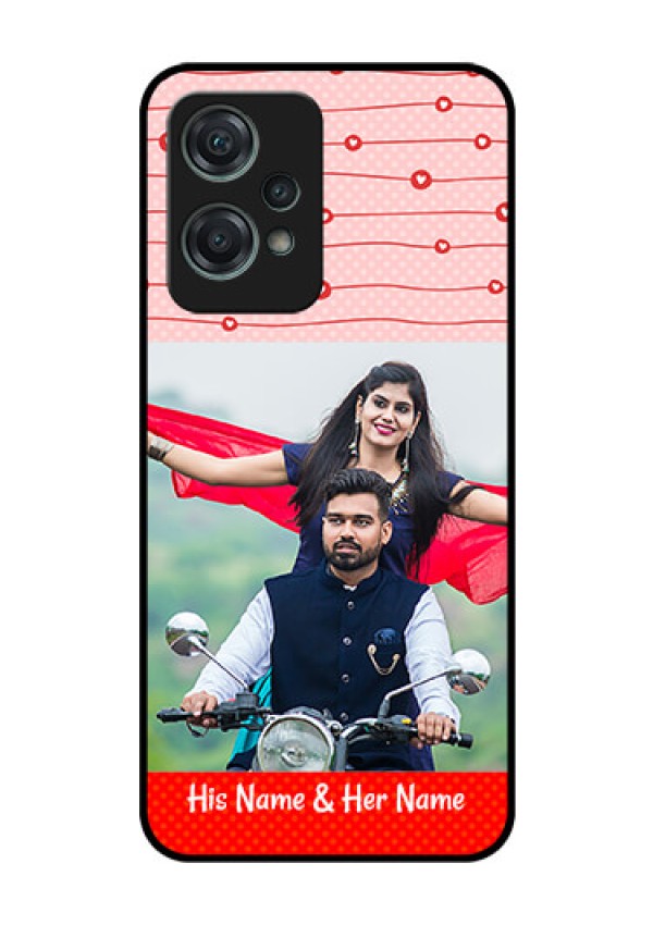 Nord CE 2 Lite 5G Personalized Glass Phone Case - Red Pattern Case Design