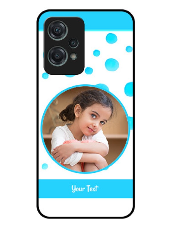 Custom Nord CE 2 Lite 5G Photo Printing on Glass Case - Blue Bubbles Pattern Design