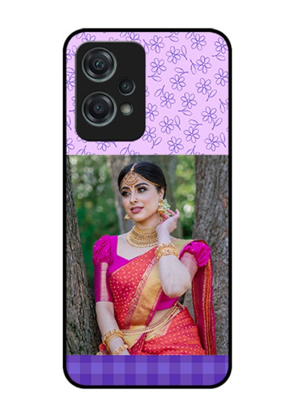 Nord CE 2 Lite 5G Custom Glass Phone Case - Purple Floral Design