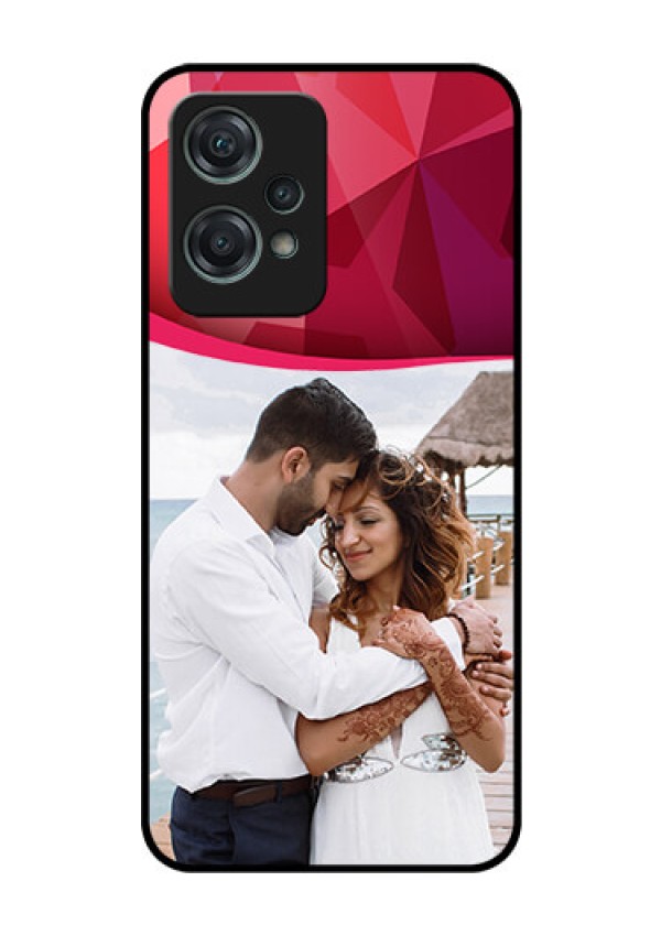Nord CE 2 Lite 5G Custom Glass Mobile Case - Red Abstract Design
