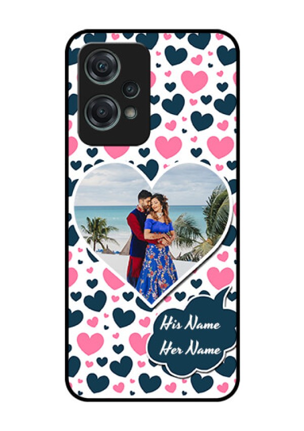 Nord CE 2 Lite 5G Custom Glass Phone Case - Pink & Blue Heart Design