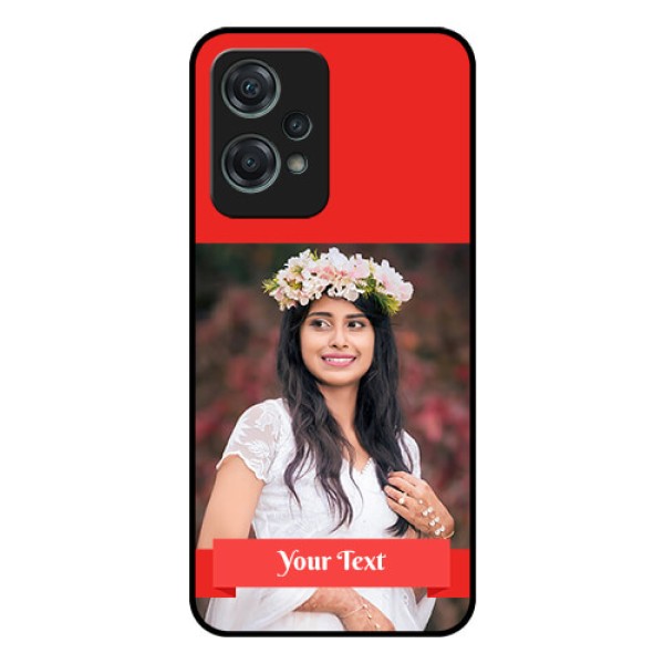 Nord CE 2 Lite 5G Custom Glass Phone Case - Simple Red Color Design Nord CE 2 Lite 5G Custom Glass Phone Case - Simple Red Color Design