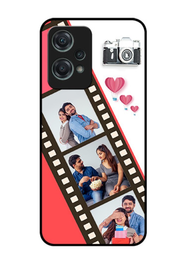 Nord CE 2 Lite 5G Personalized Glass Phone Case - 3 Image Holder with Film Reel