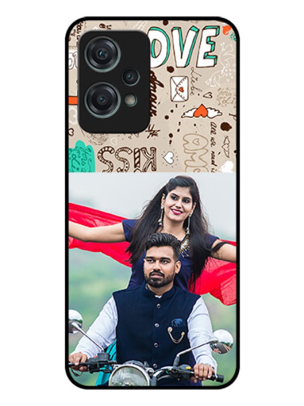 Custom Nord CE 2 Lite 5G Custom Glass Phone Case - Love Doodle Pattern