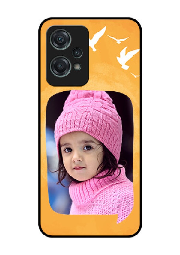 Nord CE 2 Lite 5G Personalized Glass Phone Case - Water Color Design with Bird Icons