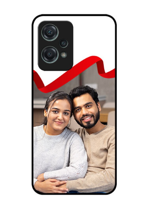 Nord CE 2 Lite 5G Photo Printing on Glass Case - Red Ribbon Frame Design