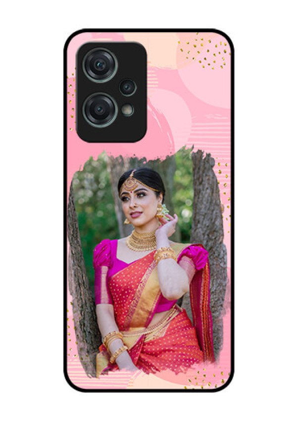 Nord CE 2 Lite 5G Personalized Glass Phone Case - Gold Glitter Splash Design