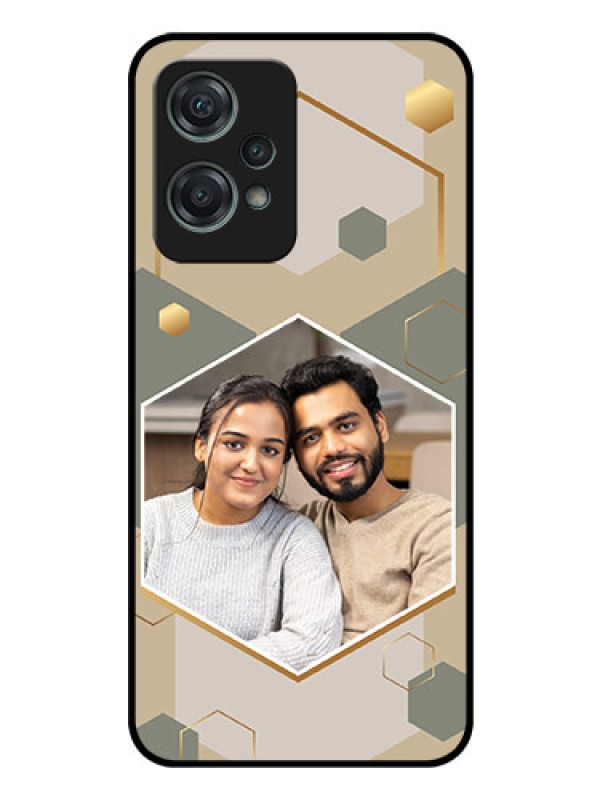 Custom OnePlus Nord CE 2 Lite 5G Photo Printing on Glass Case - Stylish Hexagon Pattern Design