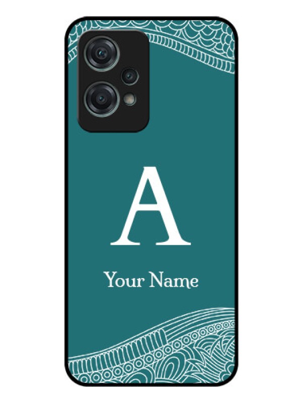 Custom OnePlus Nord CE 2 Lite 5G Personalized Glass Phone Case - line art pattern with custom name Design