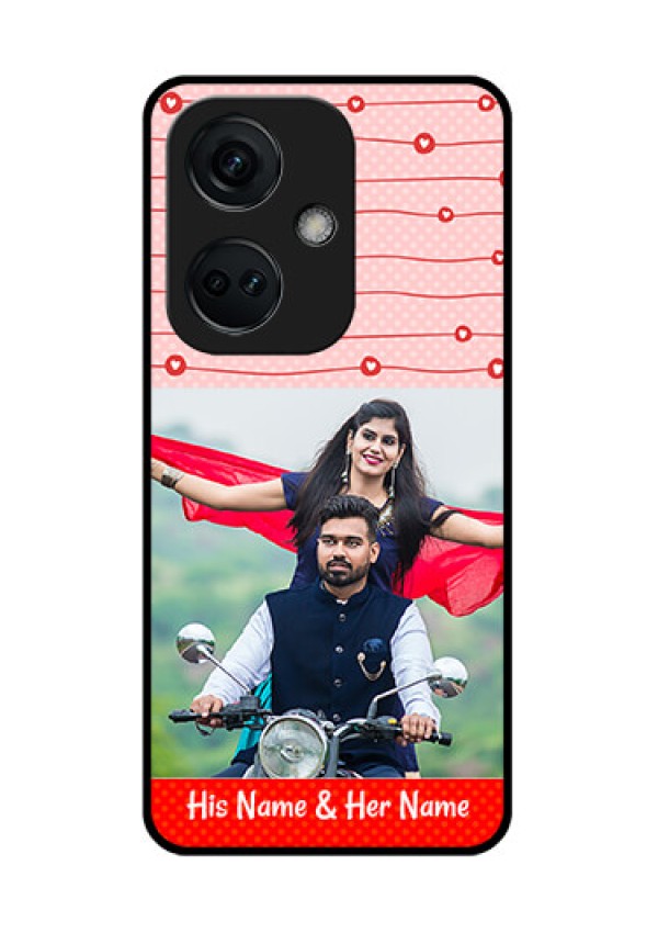 OnePlus Nord CE 3 5G Personalized Glass Phone Case - Red Pattern Case Design