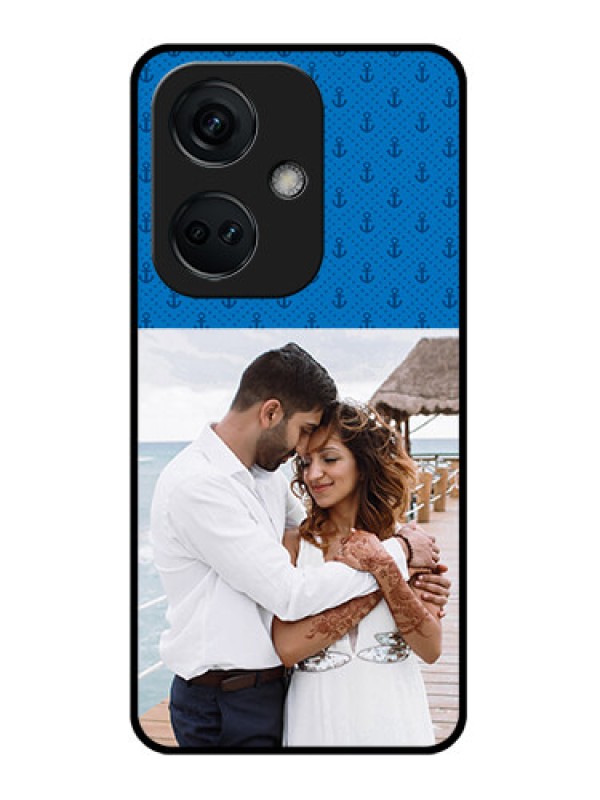 Custom OnePlus Nord CE 3 5G Photo Printing on Glass Case - Blue Anchors Design