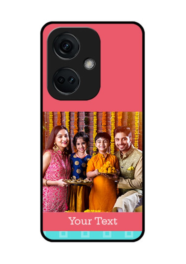 OnePlus Nord CE 3 5G Personalized Glass Phone Case - Peach & Blue Color Design
