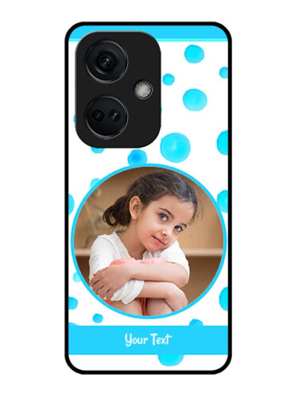 Custom OnePlus Nord CE 3 5G Photo Printing on Glass Case - Blue Bubbles Pattern Design